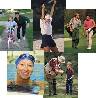 Photo collage of active people of all ages